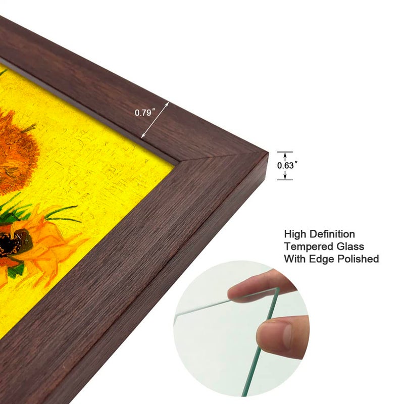 DEKWINN 5X7 Picture Frame Set of 6 with Real Glass for Pictures 4x6 with Mat or 5x7 Without Mat,Wall or Tabletop Gallery Photo Frames in Walnut - Image 5